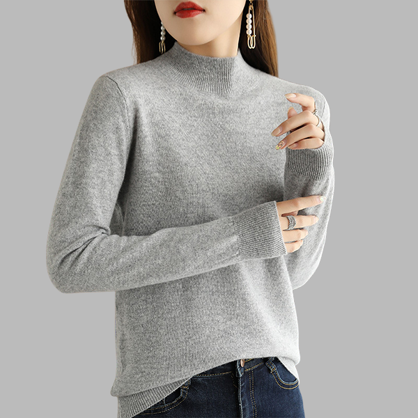 ハイネック ルーズ フィット 無地 ニット