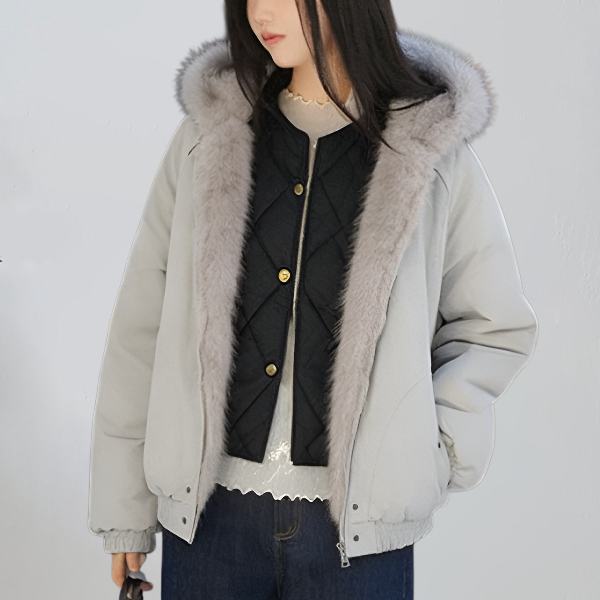 ふわふわ フード付き 無地 カジュアル シンプル ジャケット