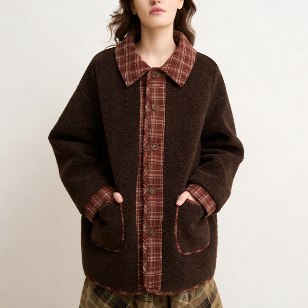 秋冬用 フェイク 配色 シェルパ ジャケット