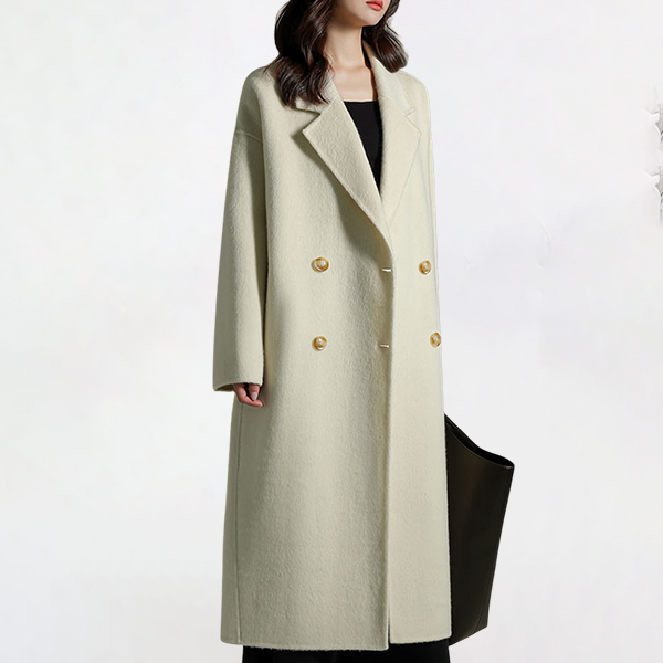 肌触り良い ルーズ ダブルボタン 襟付き 無地 コート
