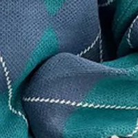 アーガイル柄 ルーズ V ネック ボタン付き カーディガン