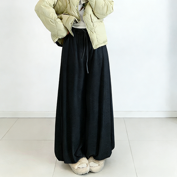 無地 カジュアル シンプル 細見え 裏起毛保温 ガウチョパンツ