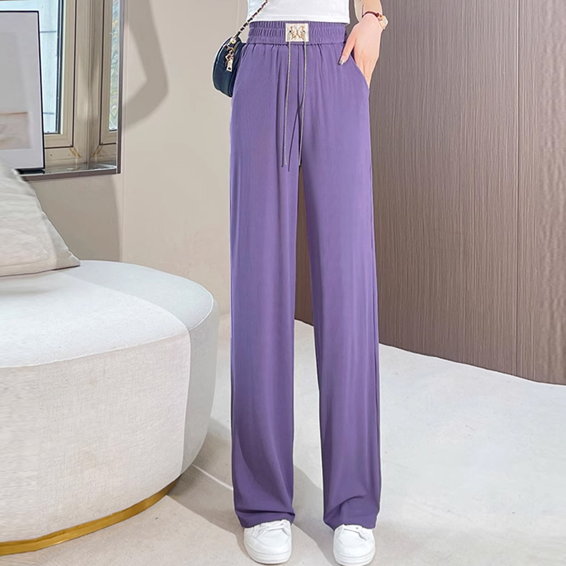 女性らしい印象 無地 ジュアル シンプル ワイドパンツ