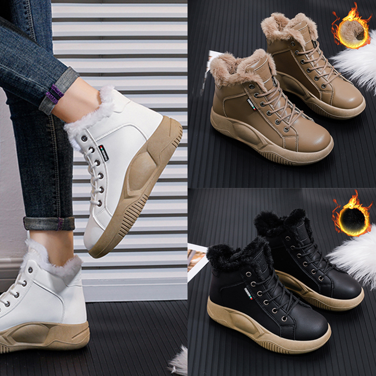 超暖かい レースアップ 本革 ショート ブーツ