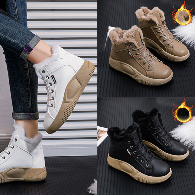 超暖かい レースアップ 本革 ショート ブーツ