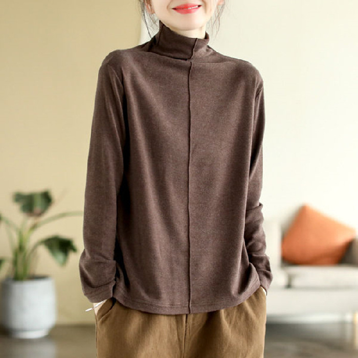 暖か ハイネック 無地 ハイネック カットソー