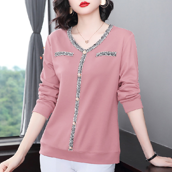 無地 Vネック 長袖 カーディガン