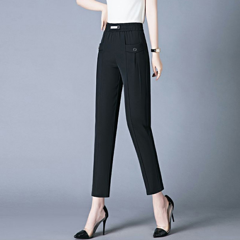 無地 ハイウエスト エレガント カジュアルパンツ