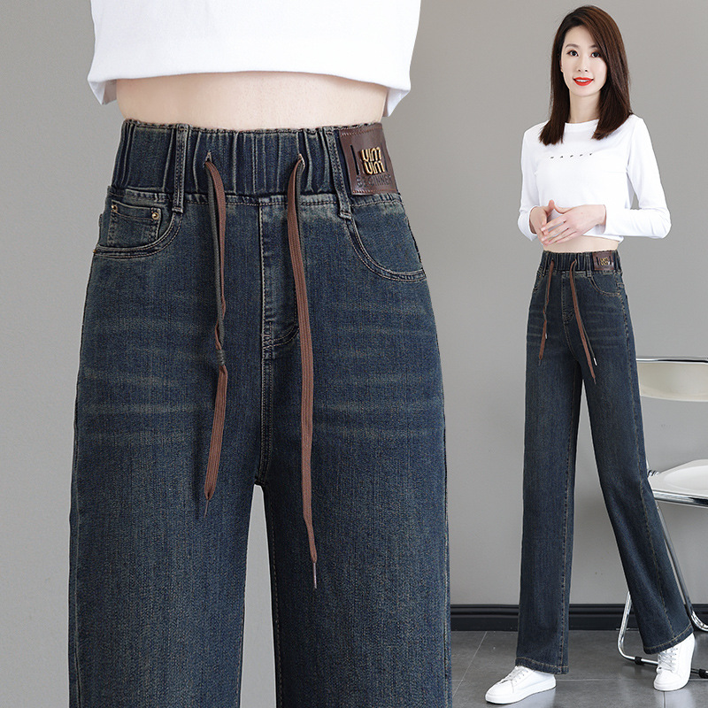 ハイウエスト九分丈ストレートワイドパンツ