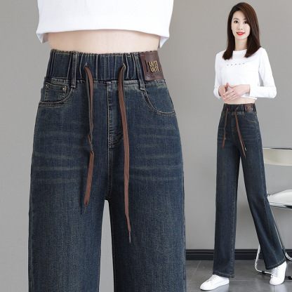 ハイウエスト九分丈ストレートワイドパンツ