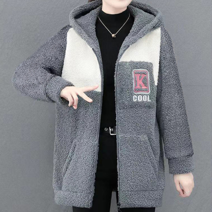 大好評 レディース フード付き 配色 ジャケット