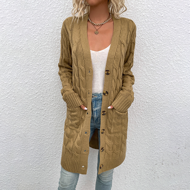 動きやすい ルーズ ボタン付き ニット カーディガン