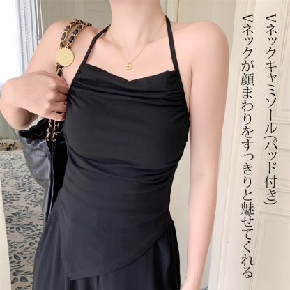 痩せ見え 無地 カジュアル キャミソール+カーディガン 3点セット