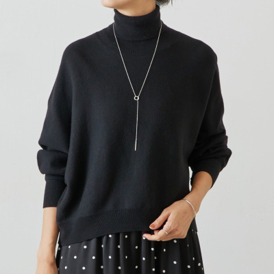タートルネック ドルマンスリーブ 無地 ニット