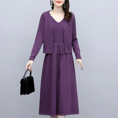 無地 カジュアル レディース ニット+ワンピース 二点セット