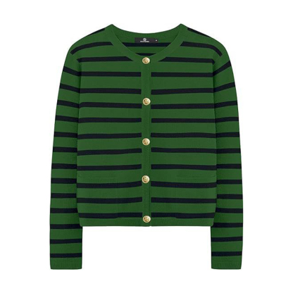 レディース ボーダー 無地 カジュアル シンプル 長袖 カーディガン