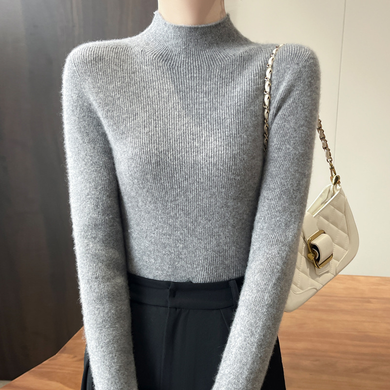 着回し可能 レディース  ハイネック 無地 ウール ニット