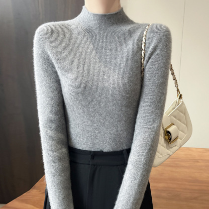 着回し可能 レディース  ハイネック 無地 ウール ニット