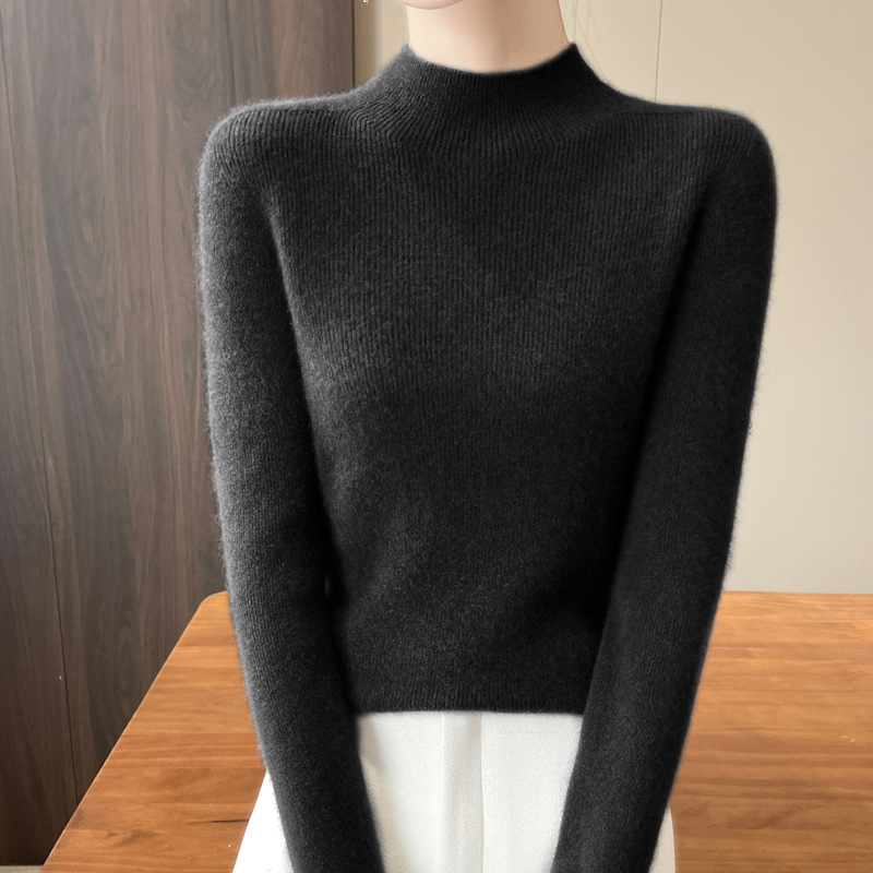 着回し可能 レディース  ハイネック 無地 ウール ニット