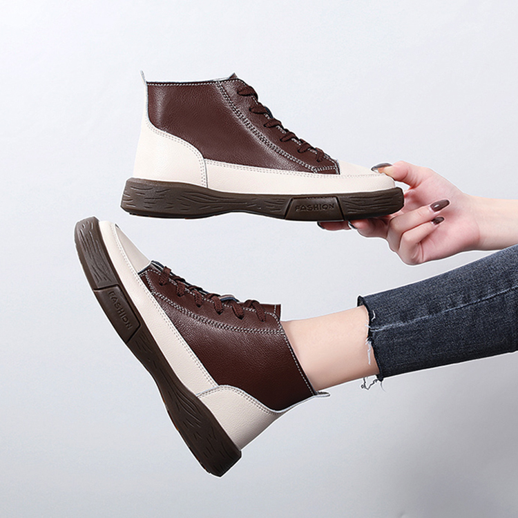 レディース 配色 レトロ カジュアル ブーツ