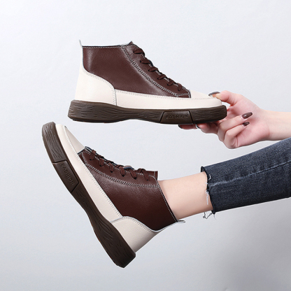 レディース 配色 レトロ カジュアル ブーツ