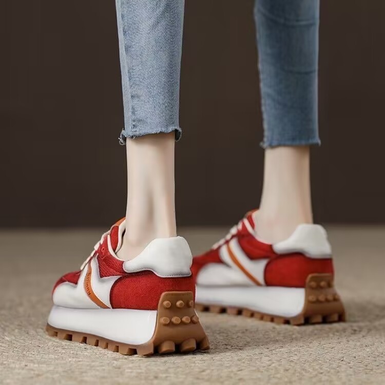 着やすい 配色 レディース 厚底 スニーカー