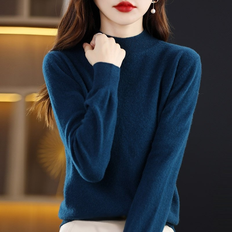 精巧裁ち 無地 カジュアル シンプル 長袖 ニット