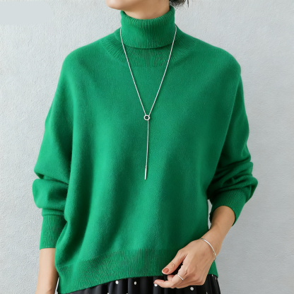 タートルネック ドルマンスリーブ 無地 ニット