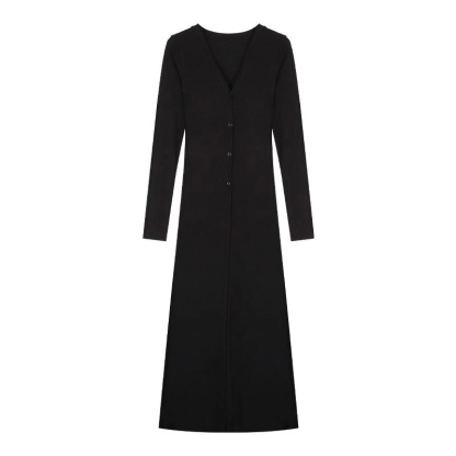 ロング カーディガン カジュアル シンプル 長袖 ワンピース