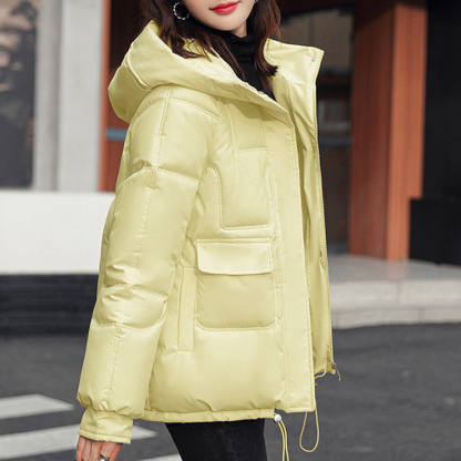 レディース ショート丈 フード付き ダウンジャケット