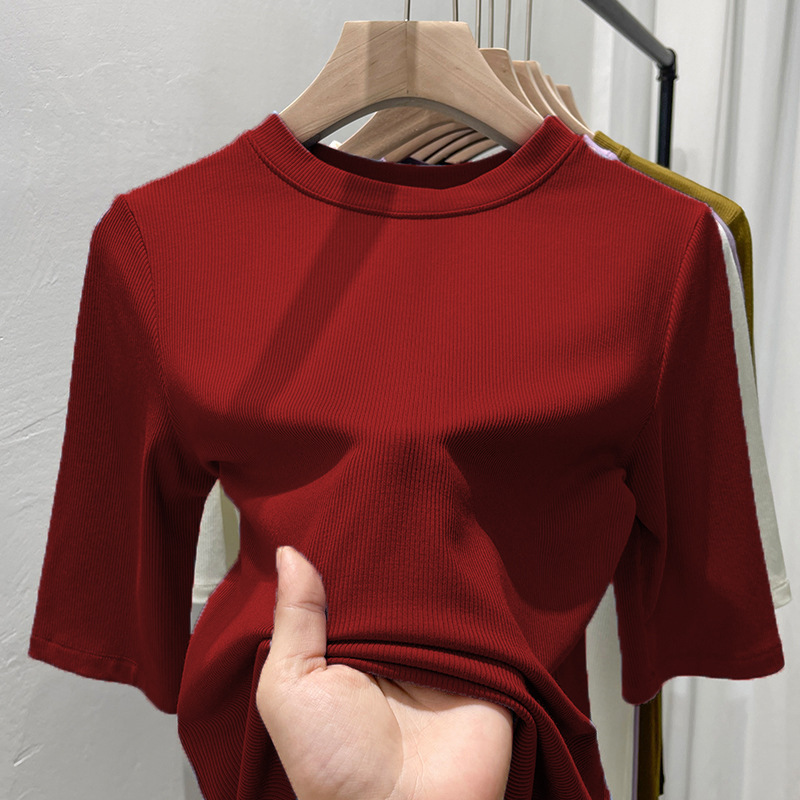 大人気 エレガント 無地 半袖 夏 tシャツ