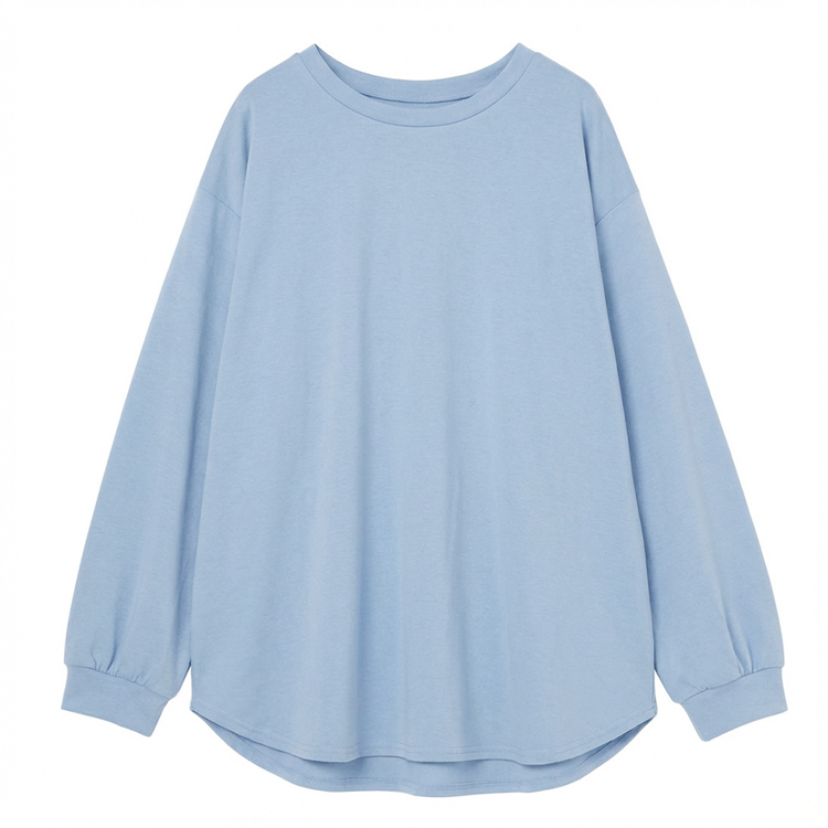 ベーシックカラー 丸襟 ロング スリーブ