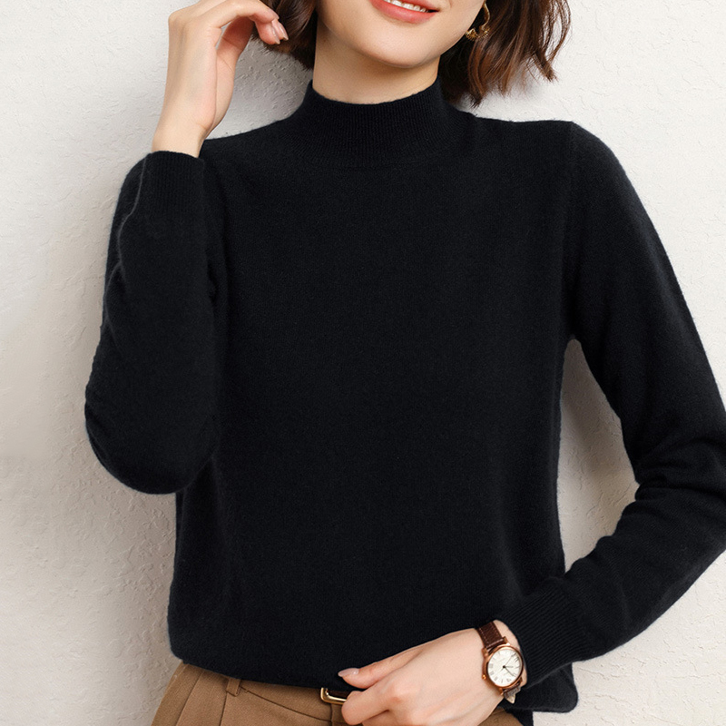 ハーフネック 無地 カジュアル シンプル 長袖 ニット