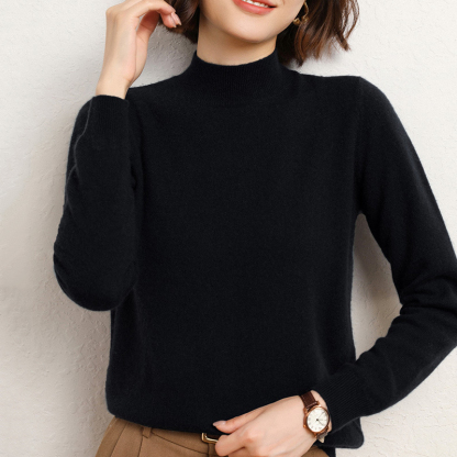 ハーフネック 無地 カジュアル シンプル 長袖 ニット