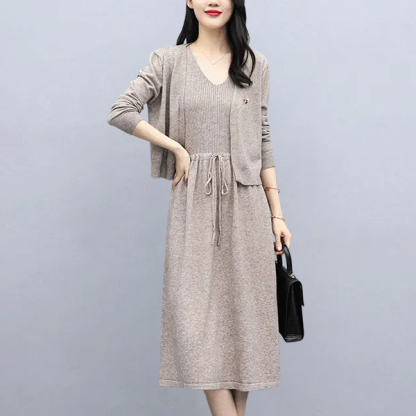 無地 カジュアル レディース ニット+ワンピース 二点セット