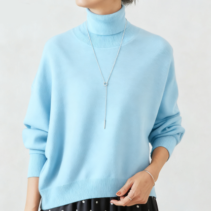 タートルネック ドルマンスリーブ 無地 ニット