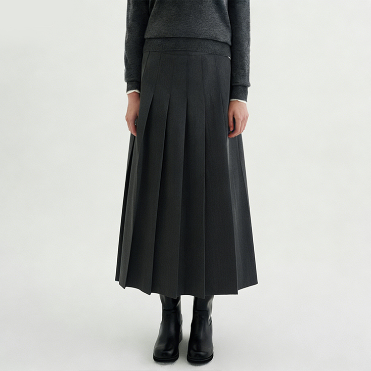 秋冬新作 無地 ミッドレングス ハイウエスト スカート