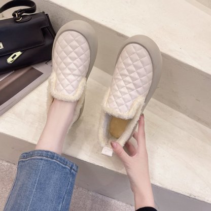 着やすい 防寒加工 シンプル レディース チェック柄 ブーツ