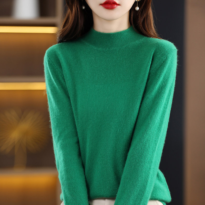 精巧裁ち 無地 カジュアル シンプル 長袖 ニット