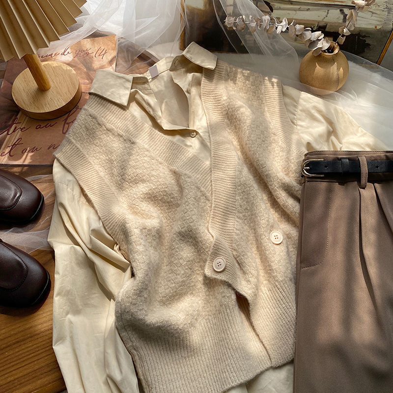 無地 カジュアル シンプル Vネック ニット ベスト