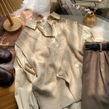 無地 カジュアル シンプル Vネック ニット ベスト