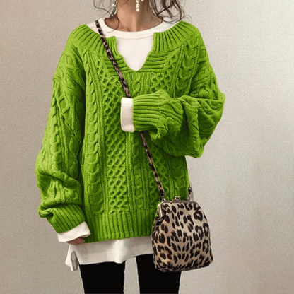 スウィート スリット Vネック ルーズ ニット　