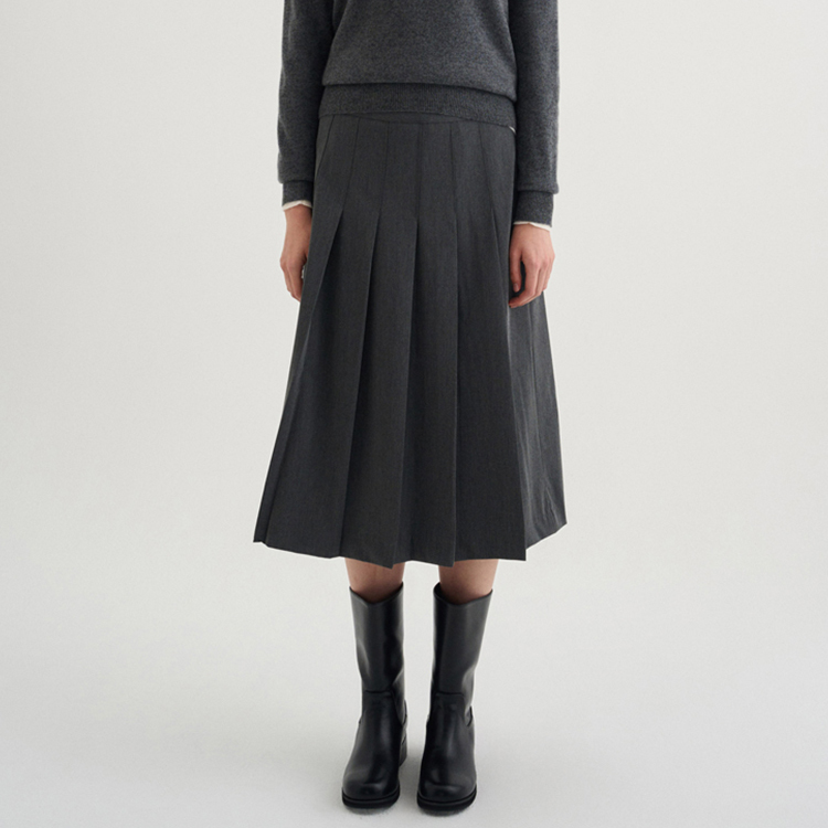 秋冬新作 無地 ミッドレングス ハイウエスト スカート
