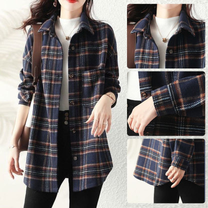 レディース 裹起毛 チェック柄 シャツ