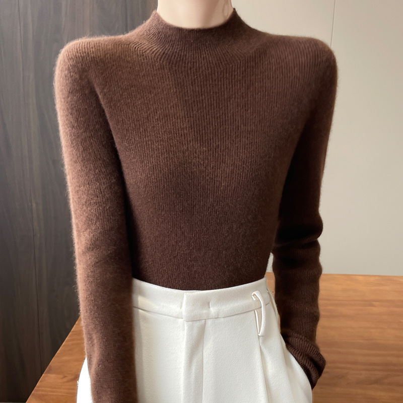 着回し可能 レディース  ハイネック 無地 ウール ニット