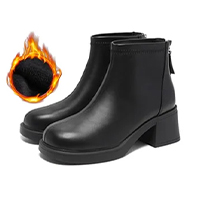 無地 カジュアル シンプル チャンキーヒール ショートブーツ