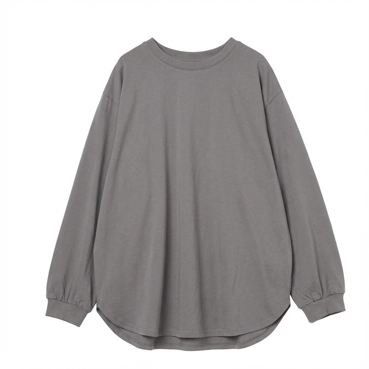 ベーシックカラー 丸襟 ロング スリーブ