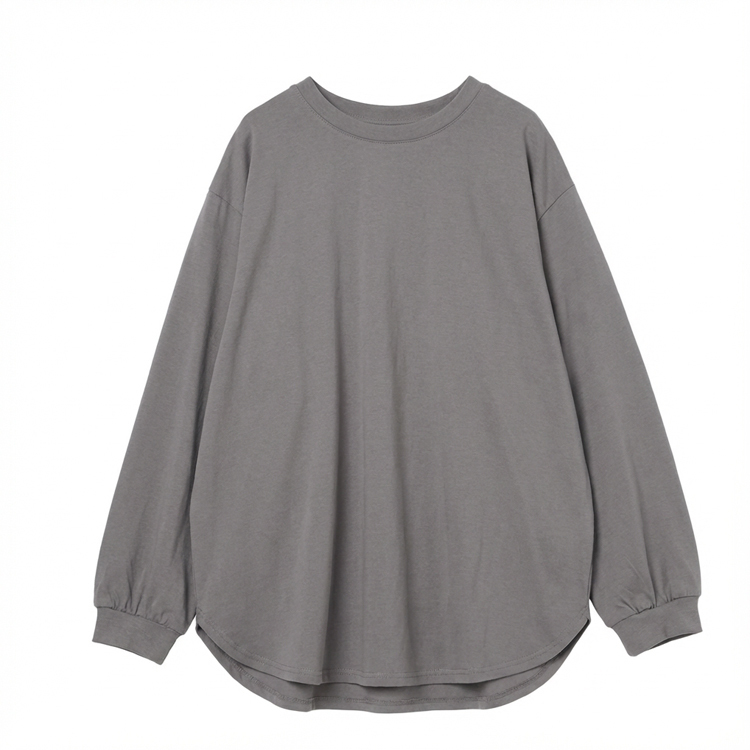 ベーシックカラー 丸襟 ロング スリーブ