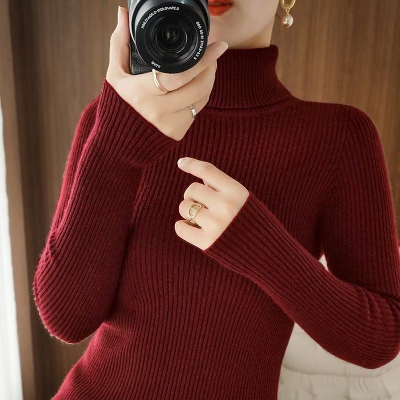 無地 レディース タートルネック ニット