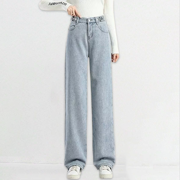 無地 カジュアル シンプル 裏ボア付き 防寒 デニムパンツ